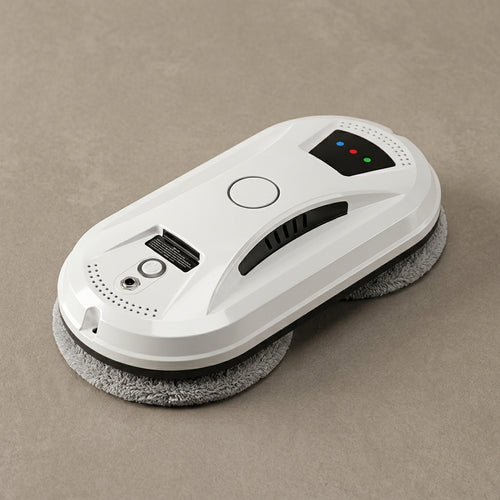 Robot lave-vitres blanc avec ses lingettes